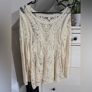 Ivory Lace Crochet Boho Top